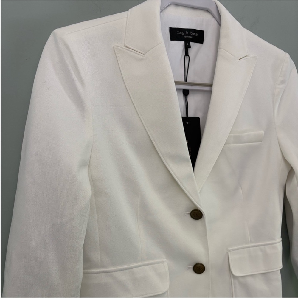 NWT Rag & Bone Nancy Knit Blazer White Size 2 Structured Stretch Jacket - Picture 4 of 12